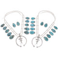 Persian Turquoise Squash Blossom Necklace Sterling Silver Set 0032