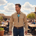 Southwest Sterling Silver Bolo Tie 321 carat Turquoise Stone 49472