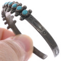 Native American Turquoise Cuff Bracelet Sterling Silver Vintage Patina 49475