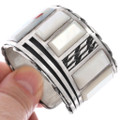 Mother of Pearl Sterling Silver Cuff Bracelet Turquoise Deer Design 49480