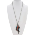 Old Pawn Mediterranean Red Coral Turquoise Pendant Necklace 49494