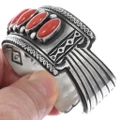 Vintage Southwest Red Coral Cuff Bracelet 49529