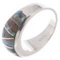 Sterling Silver Rainbow Calsilica Ring Band 49548