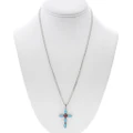 Real Turquoise Cross Pendant Coral Accent 49560
