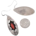 Old Pawn Sterling Silver Coral French hook Dangle Earrings 49562