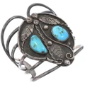 Old Pawn Turquoise Navajo Bracelet Sterling Silver Cuff 0370