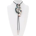 Vintage Multi Stone Native Style Dancer Bolo Tie Silver with Tips 0291