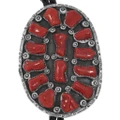 Navajo Made Natural Mediterranean Coral Bolo Tie 49626
