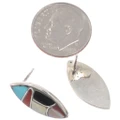 Zuni Multi Stone Fish Scale Inlay Earring Sterling Silver 0058