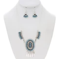 Turquoise Zuni Needlepoint Necklace Earrings Set 49654