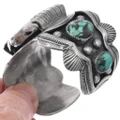 Sterling Silver Watch Cuff Bracelet Vintage Turquoise Stones 49659