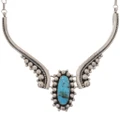 Southwest Sterling Silver Link Necklace Turquoise Center Stone 49666