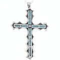 Turquoise Inlay Sterling Silver Cross Pendant 50266