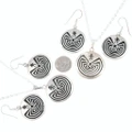 Sterling Silver Native American Man in the Maze Symbol Pendant Earrings Set 50269