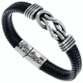 Engraved Braided Faux Leather Clasping Bracelet Mens or Womens 50279