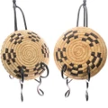 Lot of Two Traditional Vintage Papago Basket Hand Woven Tray 0184