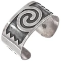 Hopi Overlay Vintage Bracelet Sterling Silver Cuff 1679