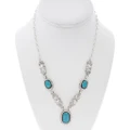Vintage Lariat Style Turquoise Navajo Necklace Sterling Silver 0187
