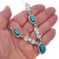 Vintage Lariat Style Turquoise Navajo Necklace Sterling Silver 0187