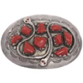 Old Pawn Red Coral Effie Calavaza Belt Buckle 49758
