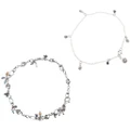 Set of Two Vintage Sterling Silver Charm Bracelets 50319