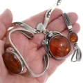 Sterling Silver Amber Necklace and Bracelet Set 7019