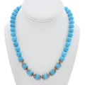 10mm Blue Magnesite Turquoise Bead Necklace 50330