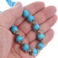 Hand Beaded Round Magnesite Turquoise Necklace 50330