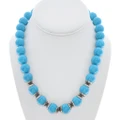 Beaded Blue Turquoise Silver Spacer Navajo Necklace 18" Inch Length 50332