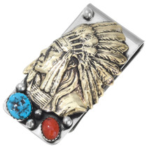 Gold Indian Chief Silver Money Clip 13141