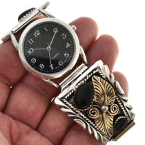 Silver Gold Onyx Watch 24503