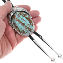 Spiderweb Turquoise Bolo Tie Sterling Silver Tips 25615