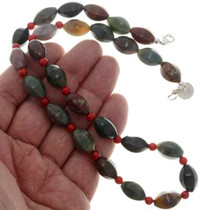 Native American Coral Agate Bead Necklace 26270