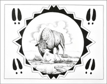 Plains Indian Buffalo and Calf Print 21114