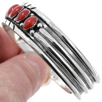 Southwest Coral Sterling Silver Cuff Bracelet 22398