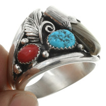 Turquoise Coral Southwest Mens Ring 25998