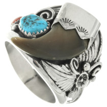 Navajo Turquoise Bear Claw Ring 25998