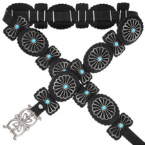 Vintage Turquoise Sterling Concho Belt 26284