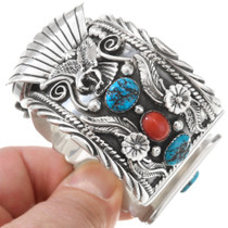 Native American Sterling Silver Turquoise Watch 22112