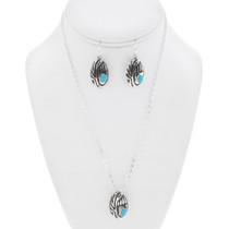 Sterling Silver Navajo Turquoise Pendant Set 25510