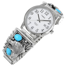 Native American Silver Wolf Mens Watch 25047