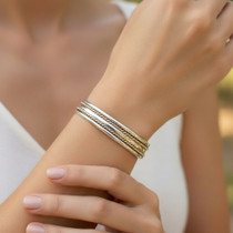 Sterling Silver Gold Southwest Cuff Womens 24472