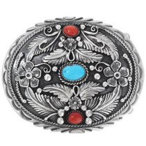 Turquoise Coral Belt Buckle 24699