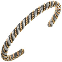 Sterling Silver Gold Twist Wire Bracelet Antiqued Finish 19690