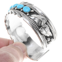 Turquoise Silver Navajo Bracelet 25385