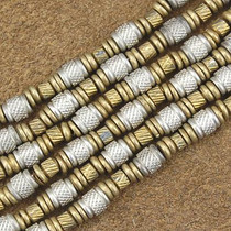 Wholesale Lot of 12 4mm to 5mm Silver and Brass Bali Bead Strands