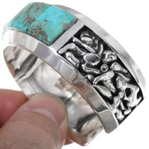 Navajo Turquoise Silver Mens Cuff 14773