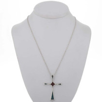 Turquoise Coral Southwest Cross Pendant 25499