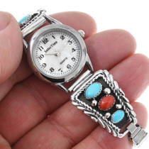 Genuine Turquoise Silver Navajo Watch 23014