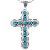 Natural Turquoise Sterling Silver Cross Pendant 19492